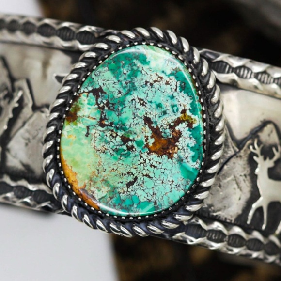 Royston turquoise cuff bracelet - Picture 2 of 4